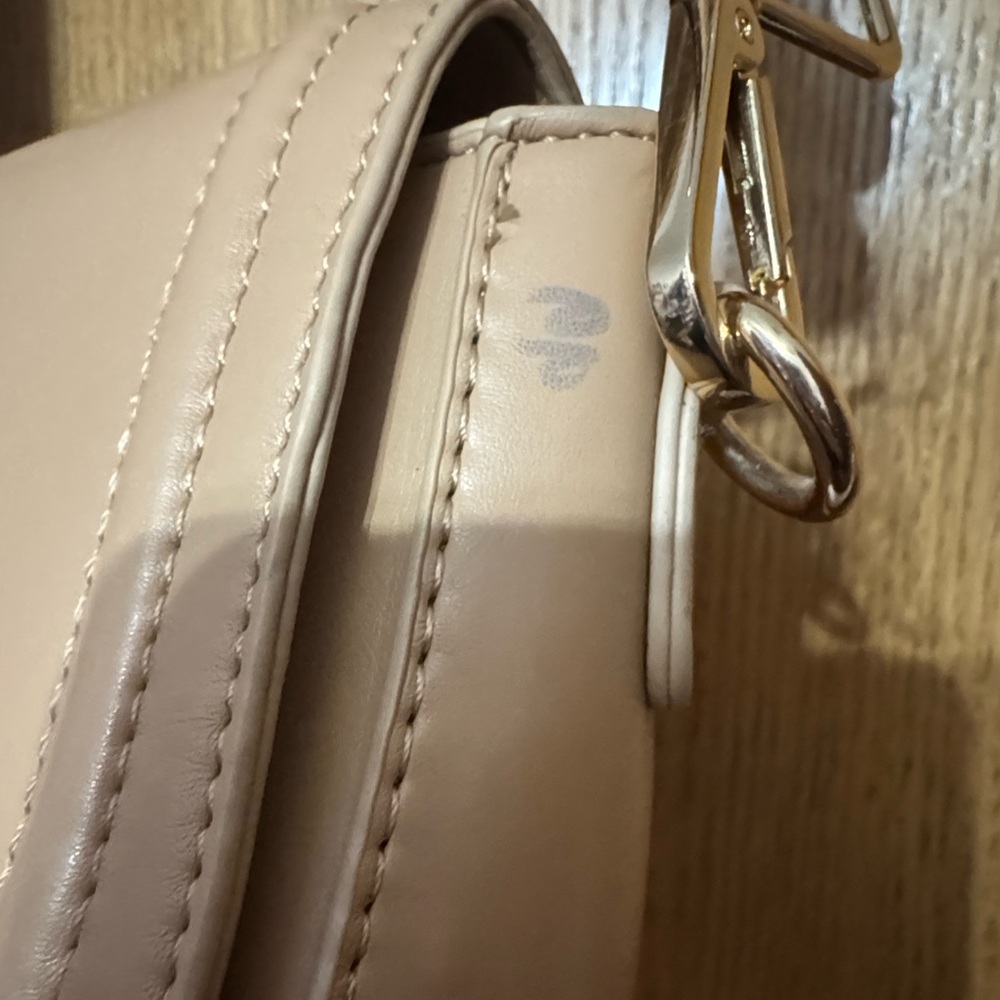 Tan Crossbody Bag with Patterned Strap - Picture 8 of 10